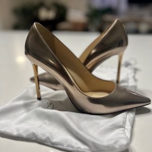 Jimmy Choo 39.5 Champagne Leather Pumps